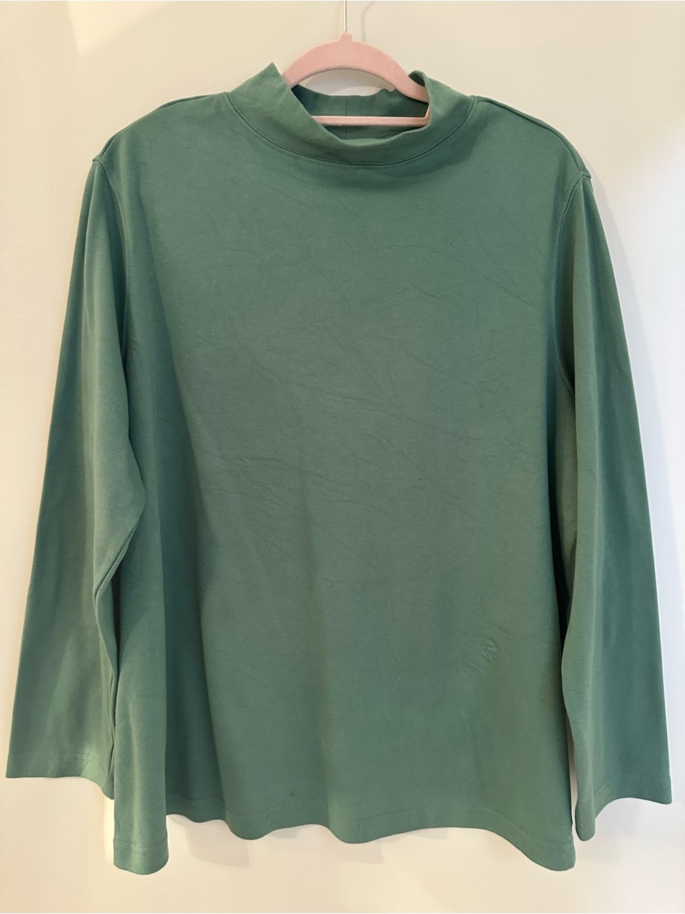 Vicki Wayne Sage Green Mock Neck Long Sleeve Top Size 1X Cotton Blend